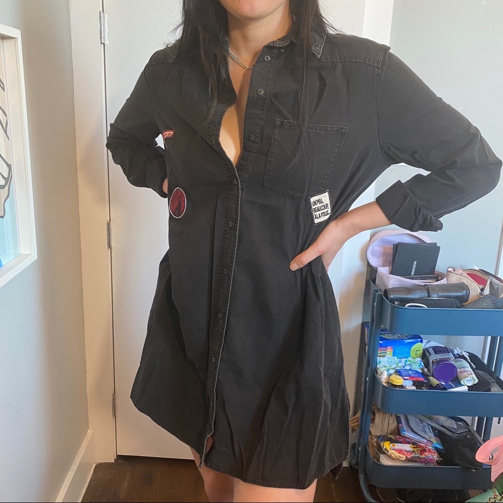 Black shirt dress